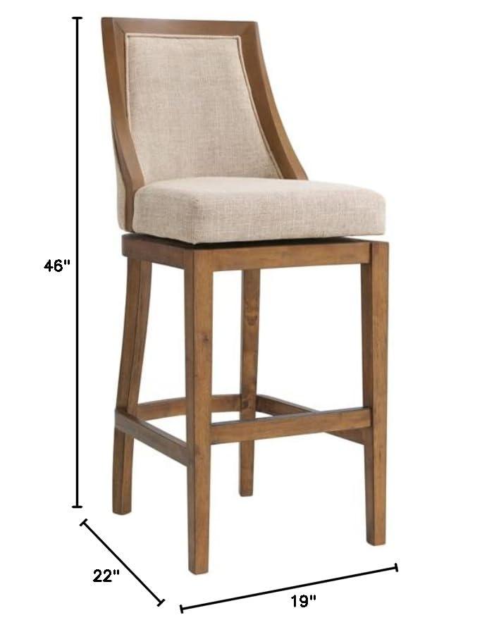 Alaterre Ellie Upholstered Swivel Bar Stool Chairs with Padded Seat and Back, Rubberwood Frame with Metal Kick Plate