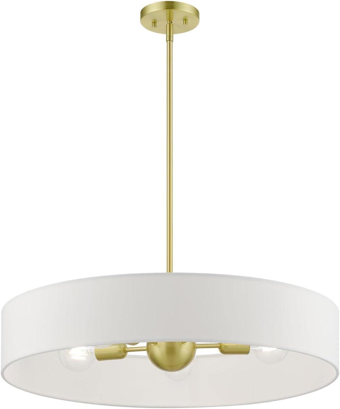 Livex Lighting Venlo 5 - Light Pendant in  Satin Brass/Shiny White