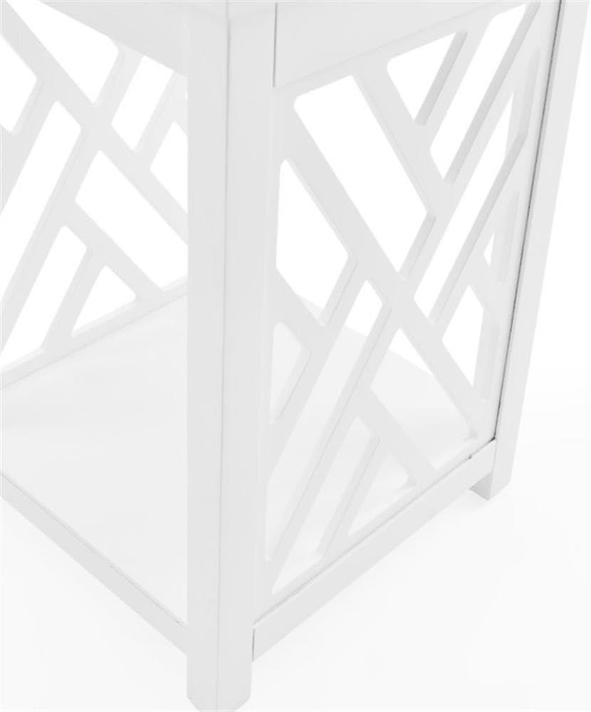 Alaterre Furniture Coventry Wood End Table with Tray and Bottom Shelf, Modern Accent Furniture, White