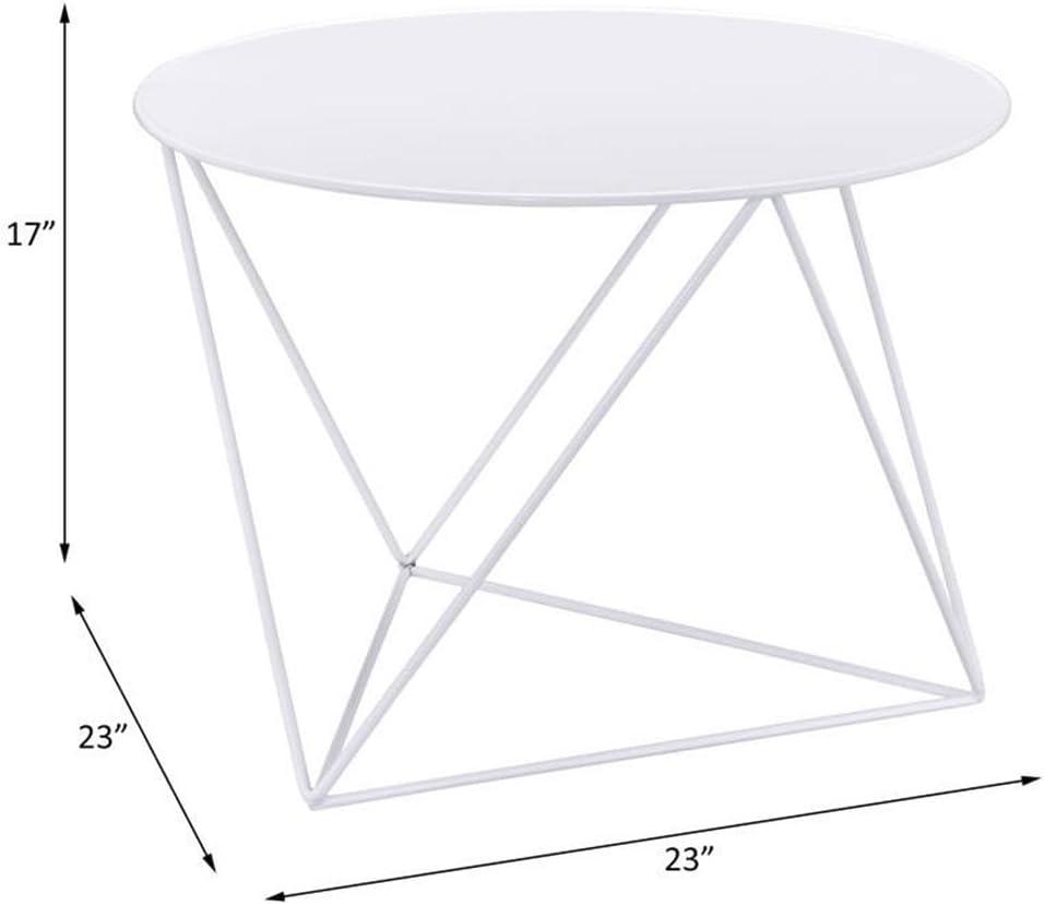 Acme Furniture Epidia Accent Table White: Round Metal Side Table, Powder-Coated Finish, 17" Height