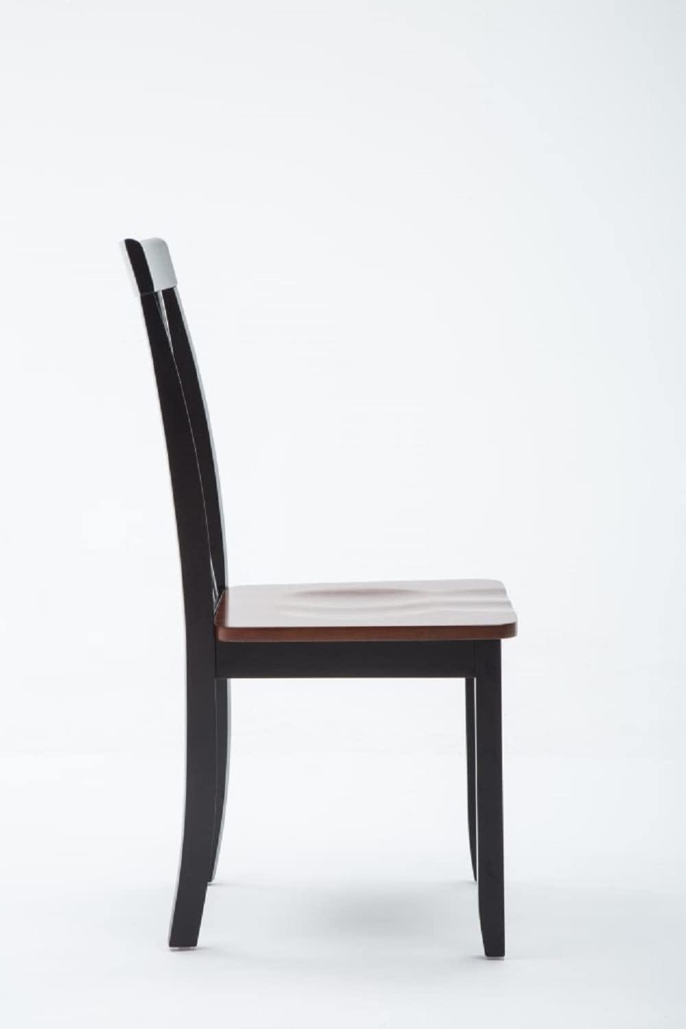 Black and Cherry Wood Transitional Side Chair Set