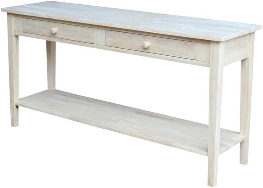 60" Spencer Extended Length Console Server Table Light Brown - International Concepts: Hardwood Foyer Storage