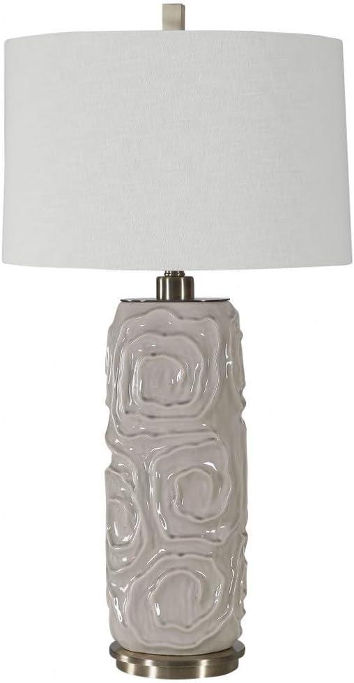 Zade 34" Warm Gray Ceramic Table Lamp with White Linen Shade