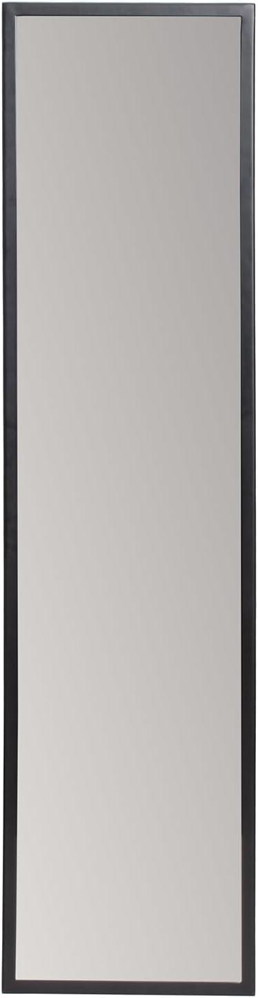 Brewster Trina Black Rectangular Mirror: Sleek Full-Length, Modern Style, Metal Frame, Wall Mounted, 48x12 inches