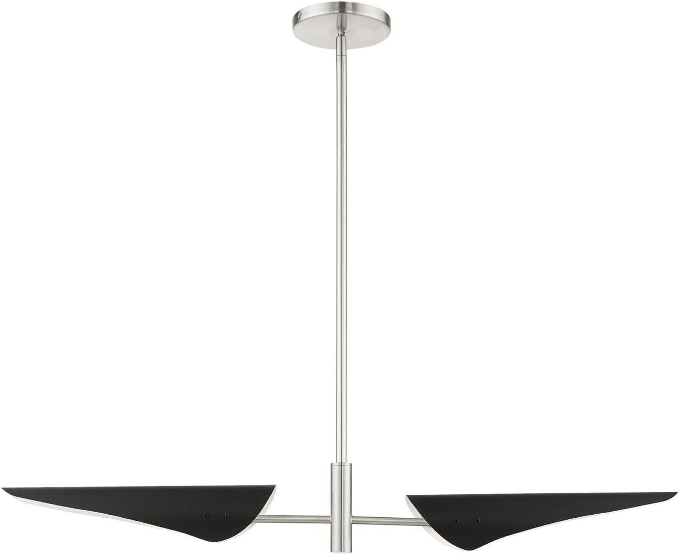 Capistrano Brushed Nickel 2-Light Linear Chandelier with Black Shades