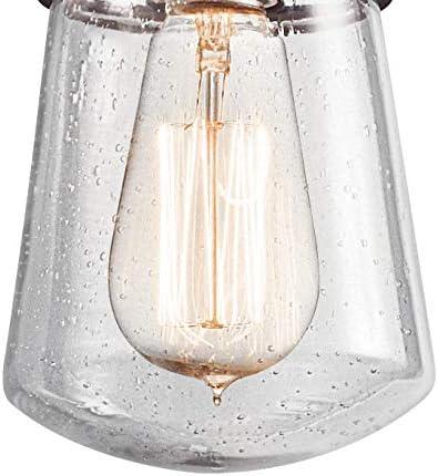 Lyndon 9.5" 1 Light Pendant with Clear Seeded Glass Architectural Bronze