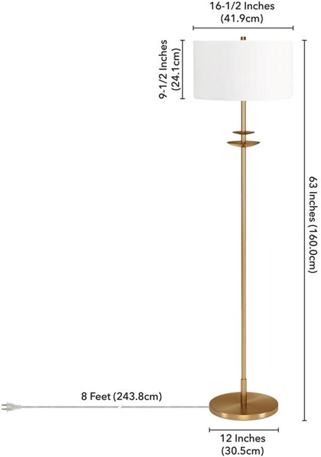 Henn&Hart 16" Brass Finish Metal/Fabric Floor Lamp