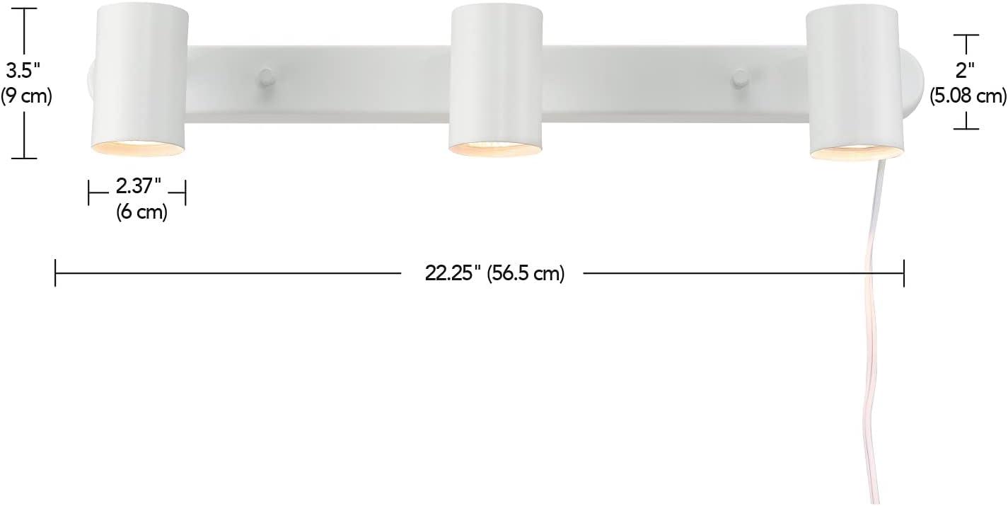 Globe Electric Dale 3-Light Matte White Plug-in Track Lighting, 60024