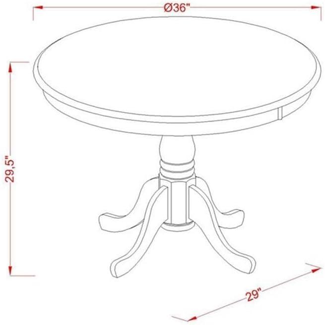 36 in. Antique Round Rubber Wood Walnut Dining Table