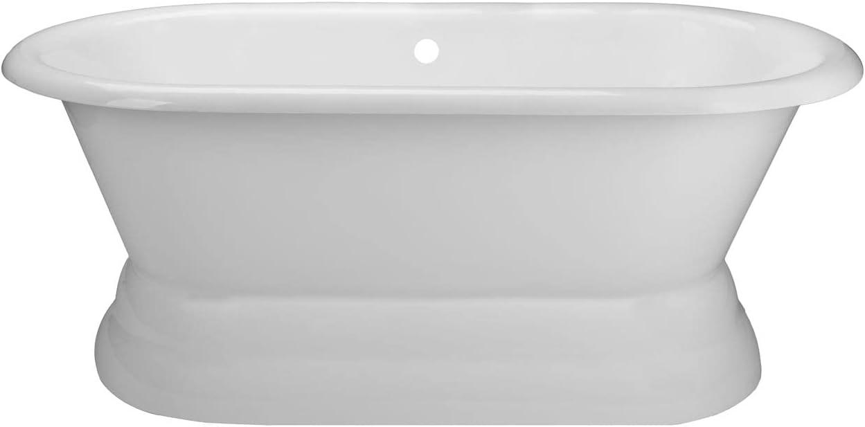 Laurent 66 Inch Cast Iron Double Ended Pedestal Tub - No Faucet Drillings