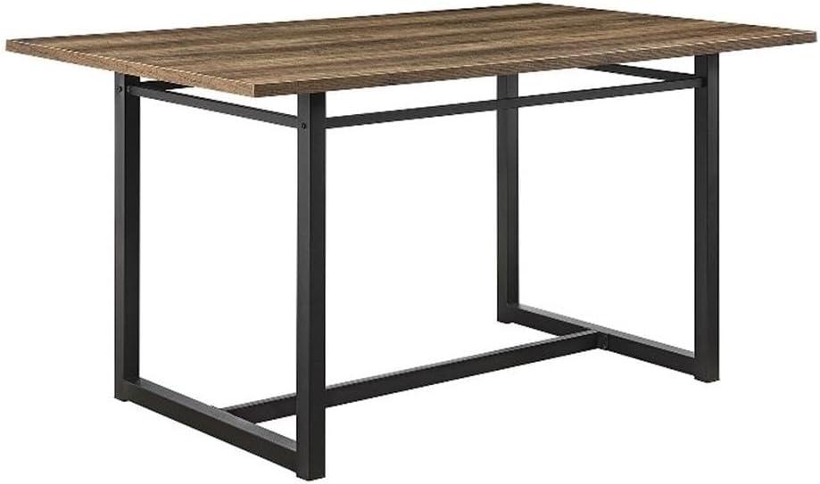 Pemberly Row 60" Contemporary Wood and Metal Dining Table - Rustic Oak / Black