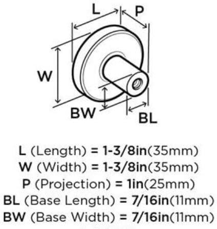 Amerock Versa Cabinet or Furniture Knob, 1-3/8 inch (35mm) Diameter