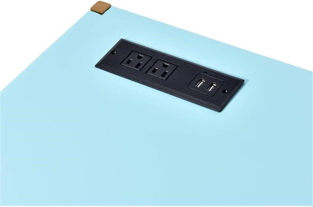 42" Midriaks Writing Desk Baby Blue/Gold Finish - Acme Furniture: Chic Office Furniture with USB Ports