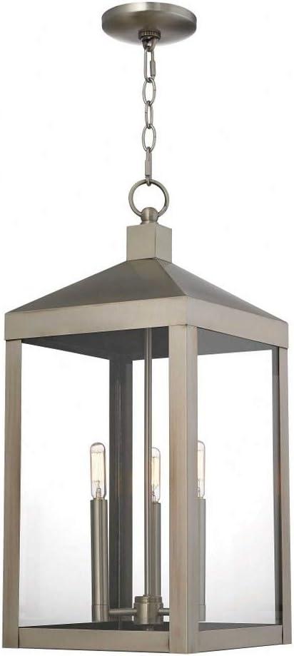 Brushed Nickel 3-Light Pendant with Clear Glass Panels