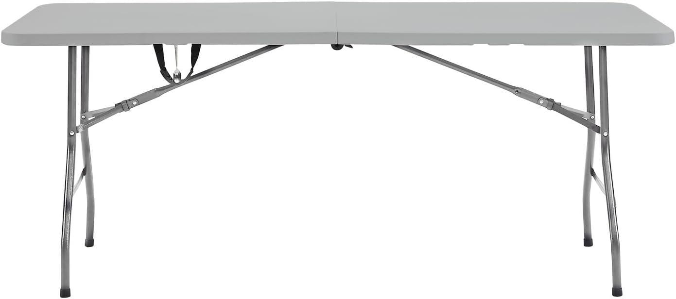 6ft Folding Table Multipurpose Foldable Dinner Table Portable Folding Rectangular Resin Table for Outdoor Camping Picnic Party by Naomi Home - White