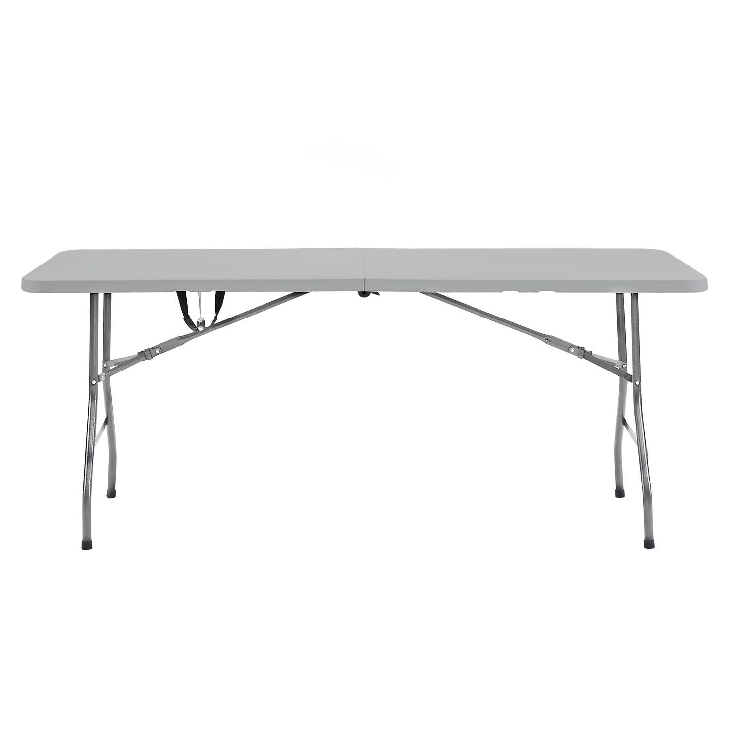 6ft Folding Table Multipurpose Foldable Dinner Table Portable Folding Rectangular Resin Table for Outdoor Camping Picnic Party by Naomi Home - White