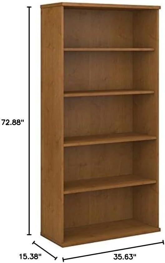 Natural Cherry Adjustable 5-Shelf Tall Bookcase