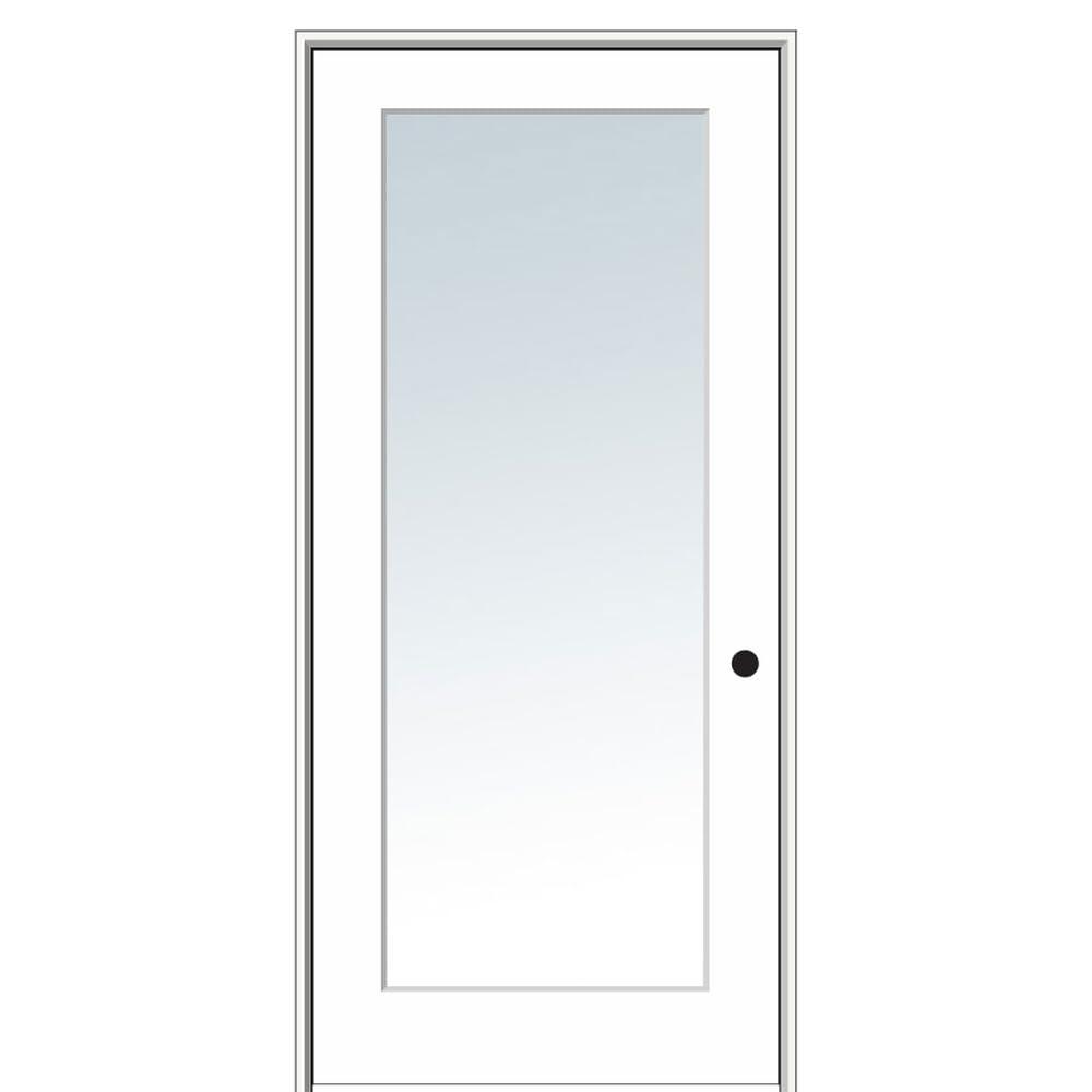 National Door Company ZZ09296L Primed MDF 1 Lite Clear Glass, Left Hand Prehung Interior Door, 30" x 80"