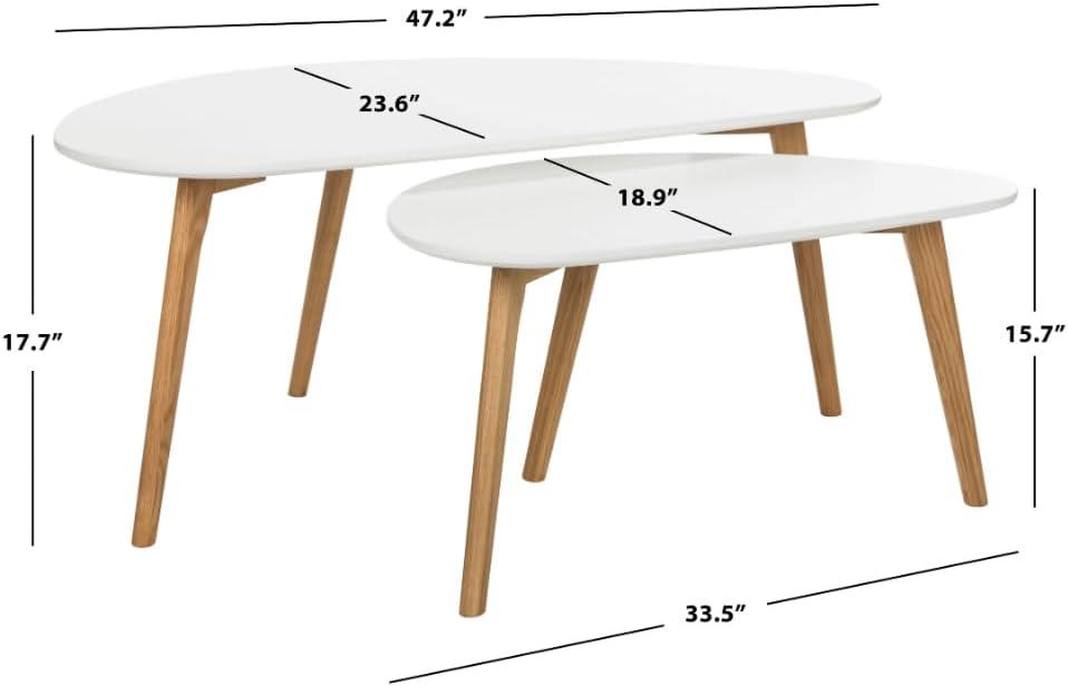 Olida Double Coffee Table - White/Oak - Safavieh