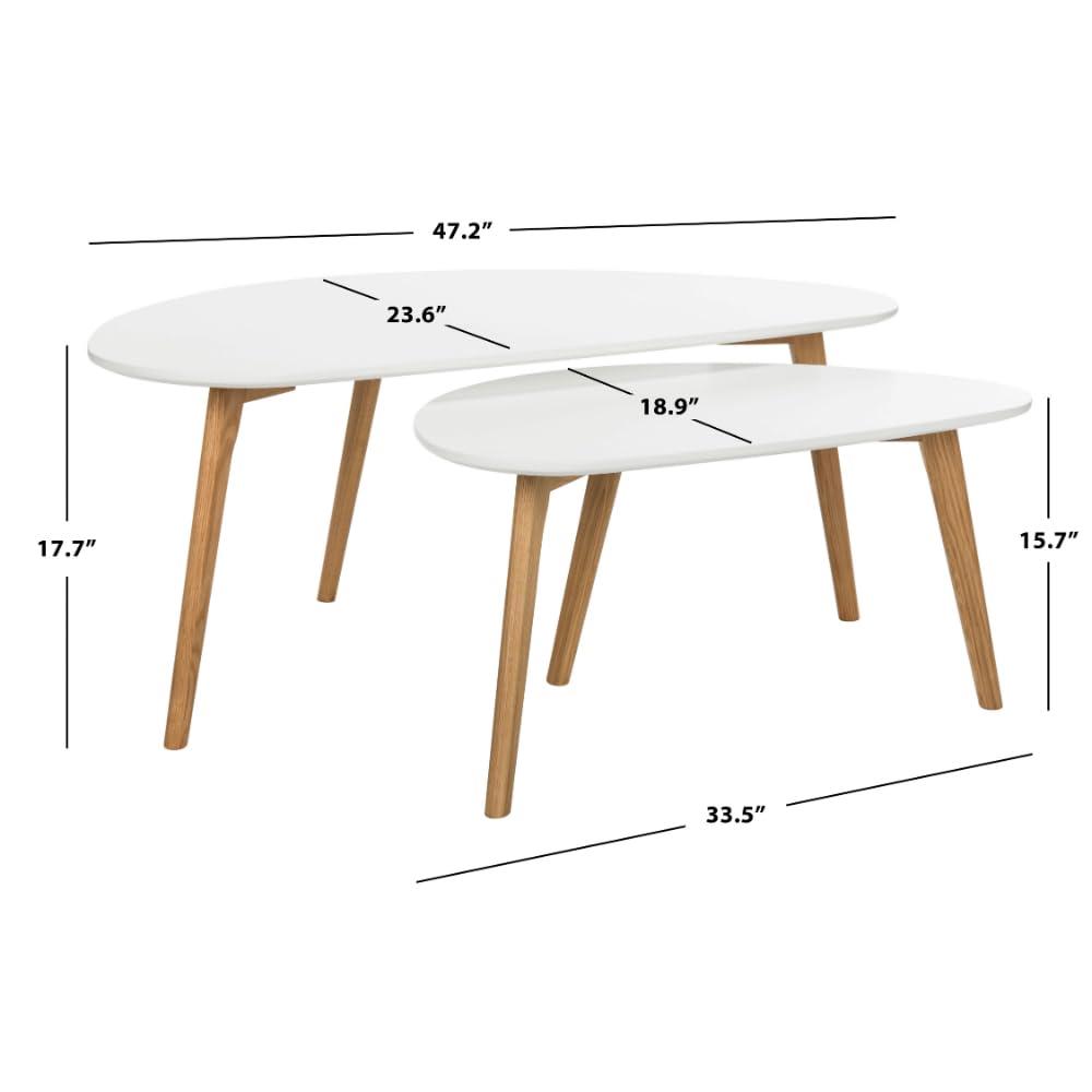 Olida Double Coffee Table - White/Oak - Safavieh