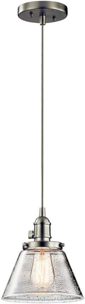 Avery 8.75" Brushed Nickel Mini Pendant with Clear Seeded Glass