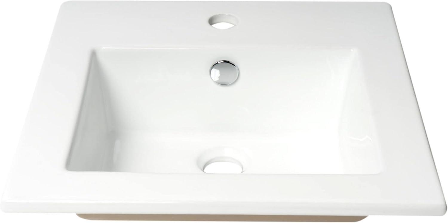 Alfi Brand 16.13'' White Porcelain Square Bathroom Sink with Overflow