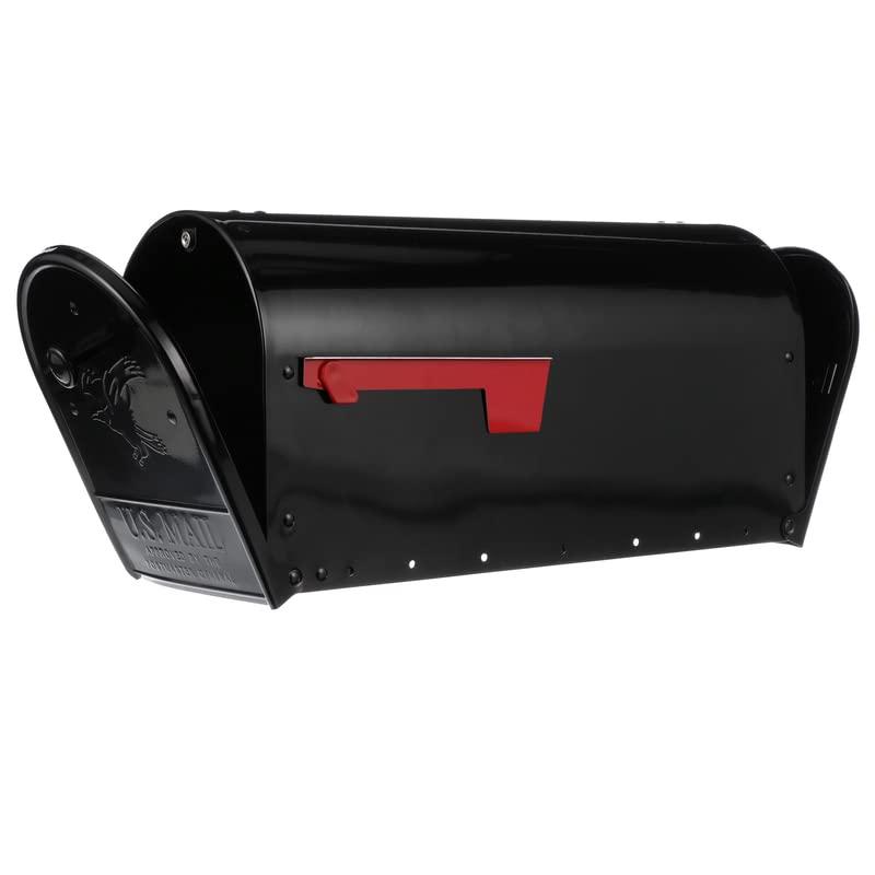 Large Black Steel Double Door Post Mount Mailbox