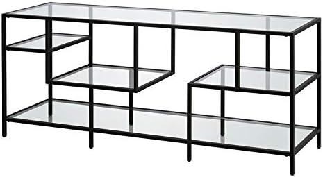 Black Bronze TV Stand with Glass Shelves - Henn&Hart