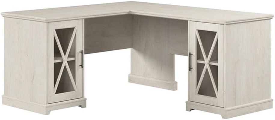 Bush Lennox Engineered Wood L-Shaped Desk in Linen White Oak