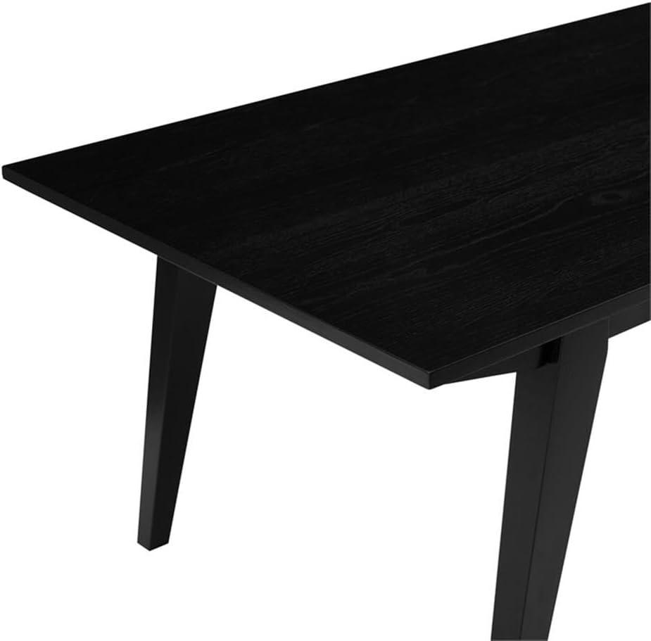 Black Solid Wood Japandi Minimalist Coffee Table, 43 Inch