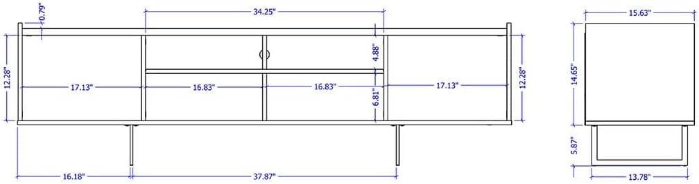Winston TV Stand for TVs up to 65" White/Cinnamon - Manhattan Comfort: Entertainment Center with Cable Management