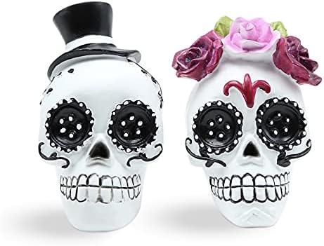 Day of the Dead Resin Skull Couple Figurines