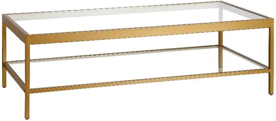 Evelyn&Zoe Alexis 54" Wide Rectangular Coffee Table, Brass