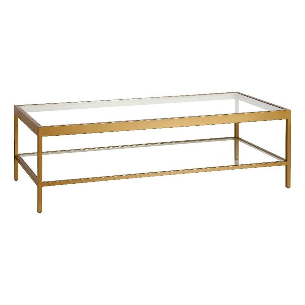 Evelyn&Zoe Alexis 54" Wide Rectangular Coffee Table, Brass