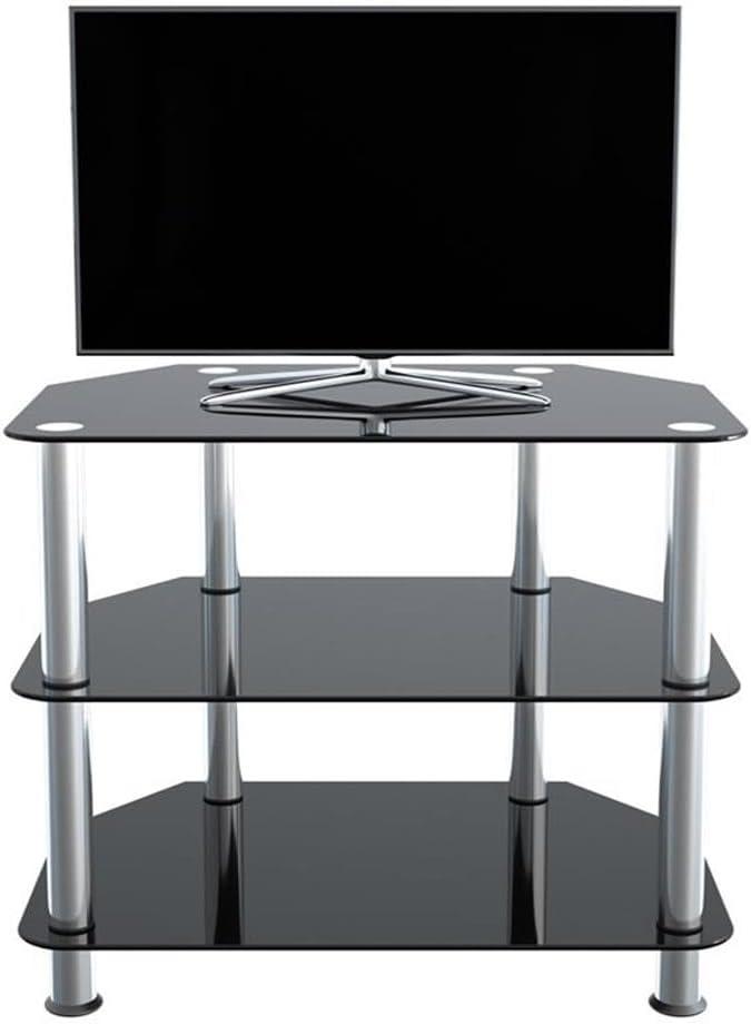 AVF Classic SDC600-A - Stand - corner - for TV / AV System - stainless steel, tempered glass - black glass, chrome effect - screen size: 12"-32" - floor-standing