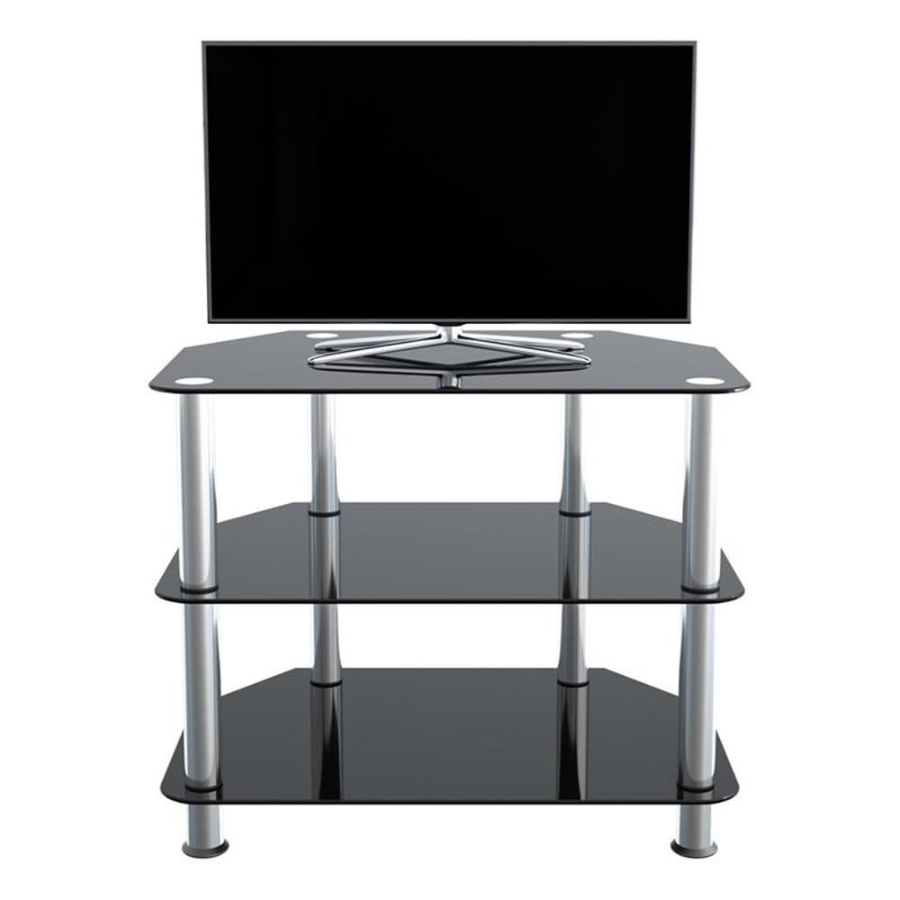 AVF Transitional Steel and Glass TV Stand for up to 32" TVs in Black/Chrome