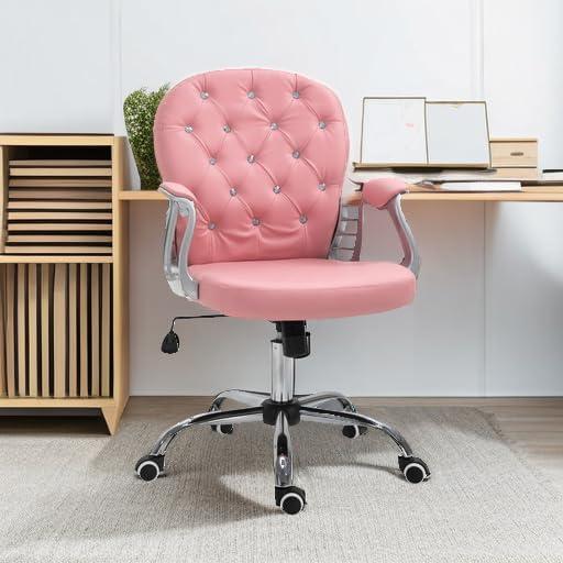Vinsetto Indoor Height Adjustment and Armrest Office Desk Chair, Pink