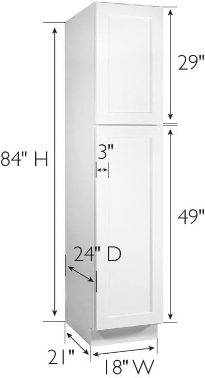 Design House 613588 Brookings Fully Assembled Shaker Style Pantry Kitchen Cabinet 18x84x24, White