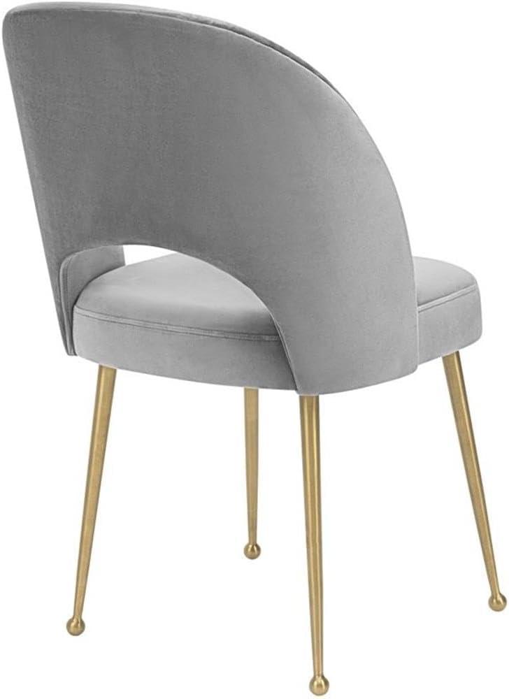 TOV Furniture Swell Light Grey Velvet Dining Chair with Gold Legs