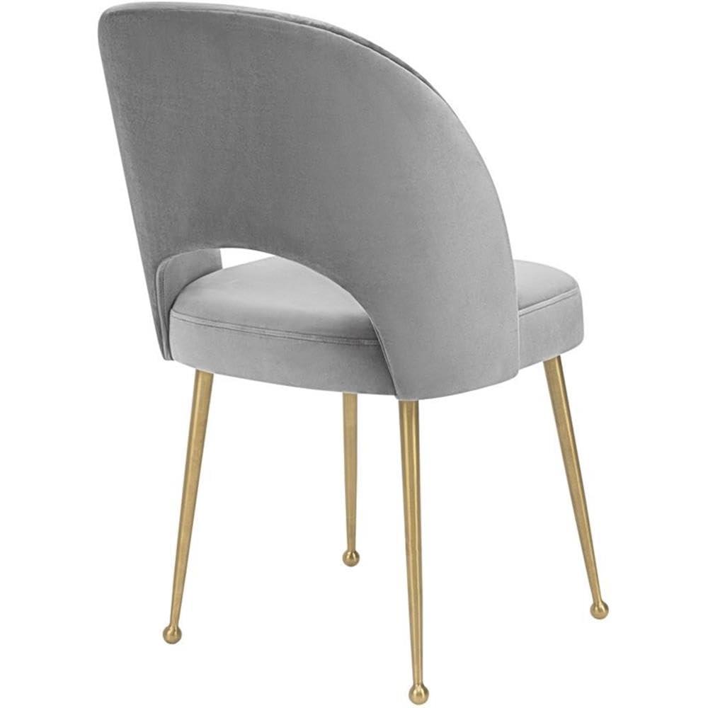 TOV Furniture Swell Light Grey Velvet Dining Chair with Gold Legs