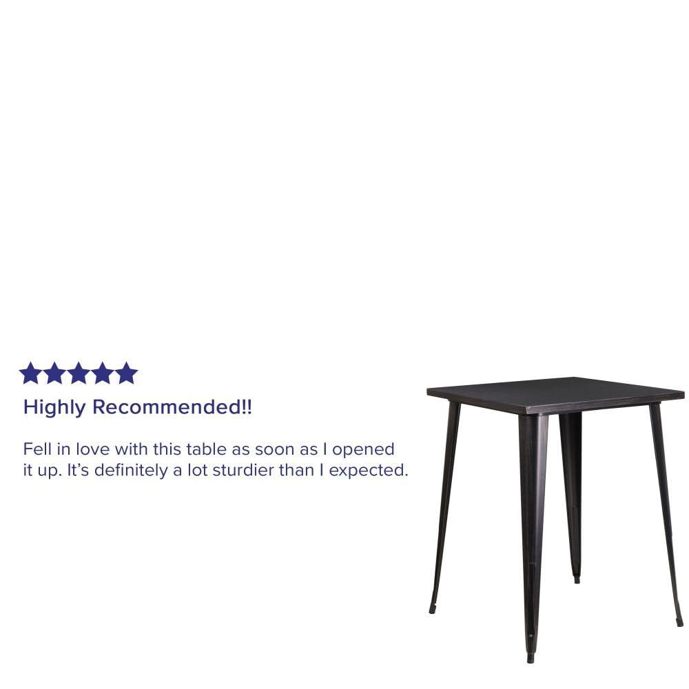 Flash Furniture Commercial Grade 31.5" Square Black-Antique Gold Metal Indoor-Outdoor Bar Height Table