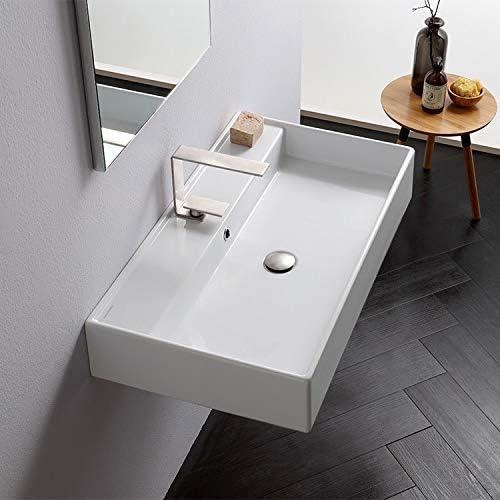 Scarabeo By Nameeks Teorema 18'' Glossy White Ceramic Rectangular Bathroom Sink