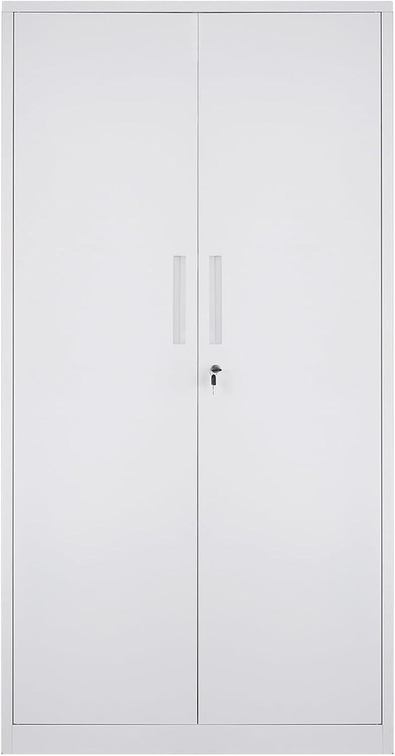 VEVOR Metal Storage Cabinet, Steel Locking Storage Cabinet with 2 Magnetic Doors and 4 Adjustable Shelves, 71'' Metal Cabinet 200 lbs Capacity per Shelf with 3 Keys, for Office, Home, Garage, Black