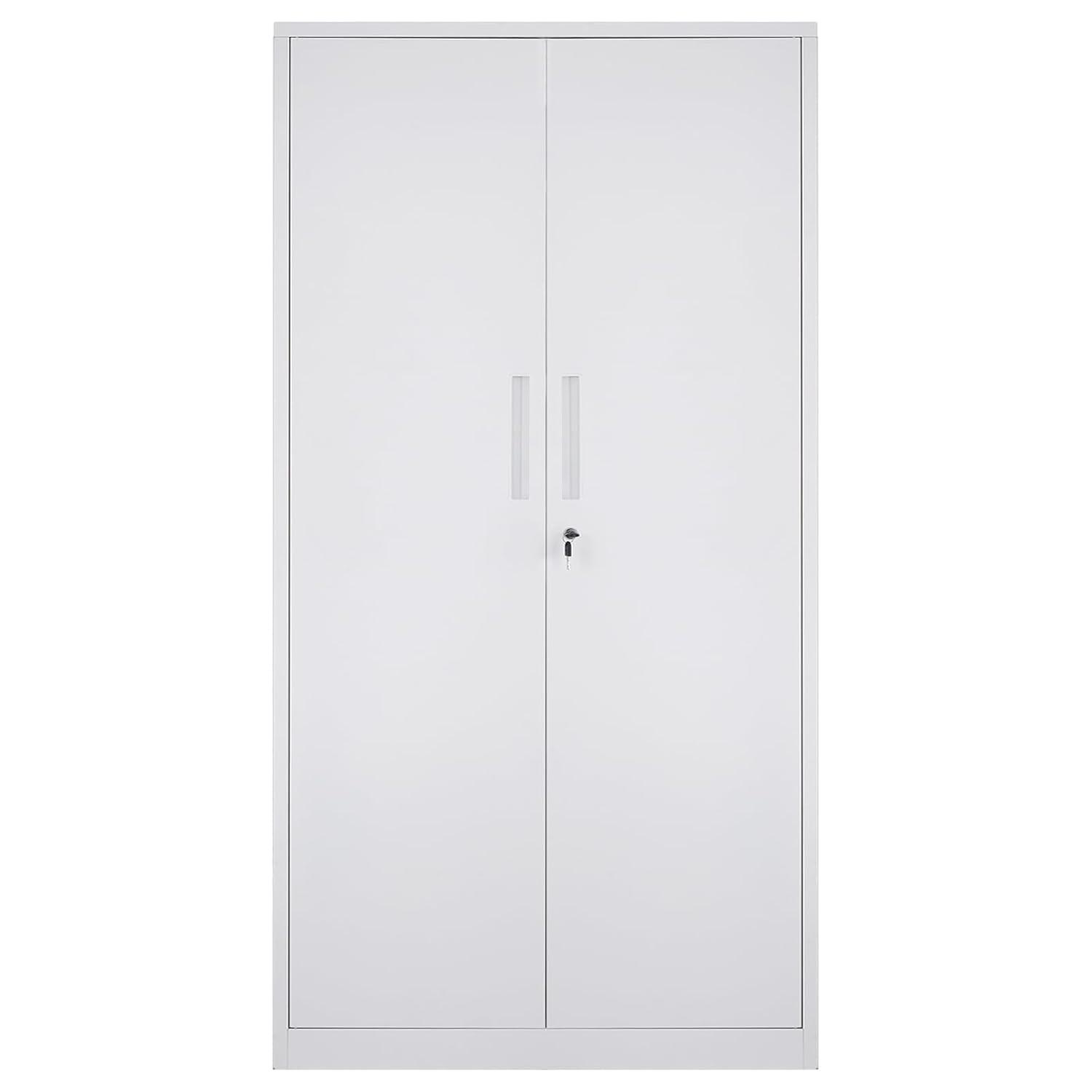 VEVOR Metal Storage Cabinet, Steel Locking Storage Cabinet with 2 Magnetic Doors and 4 Adjustable Shelves, 71'' Metal Cabinet 200 lbs Capacity per Shelf with 3 Keys, for Office, Home, Garage, Black