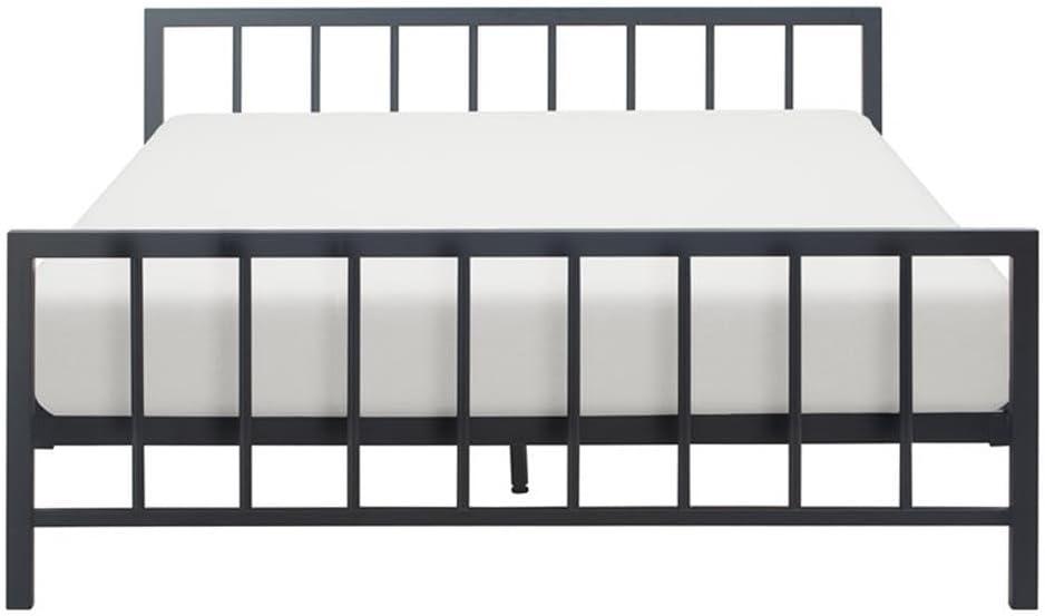 ClickDecor Evans Platform Bed Frame with Matte Black Metal Headboard