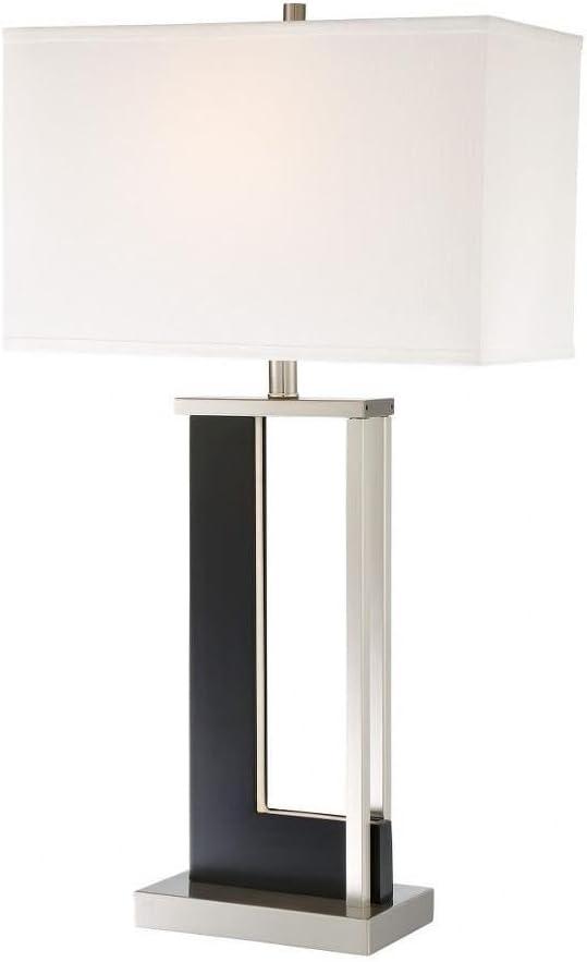 Theoris Dark Walnut and Stainless Steel Table Lamp with LED Night Light