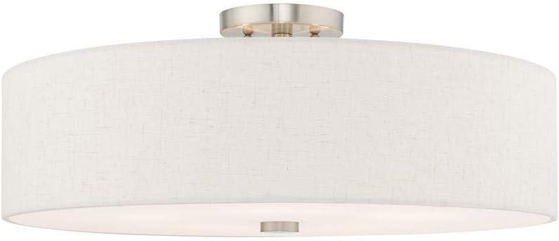 Contemporary Indoor/Outdoor 5-Light Brushed Nickel Drum Ceiling Fixture