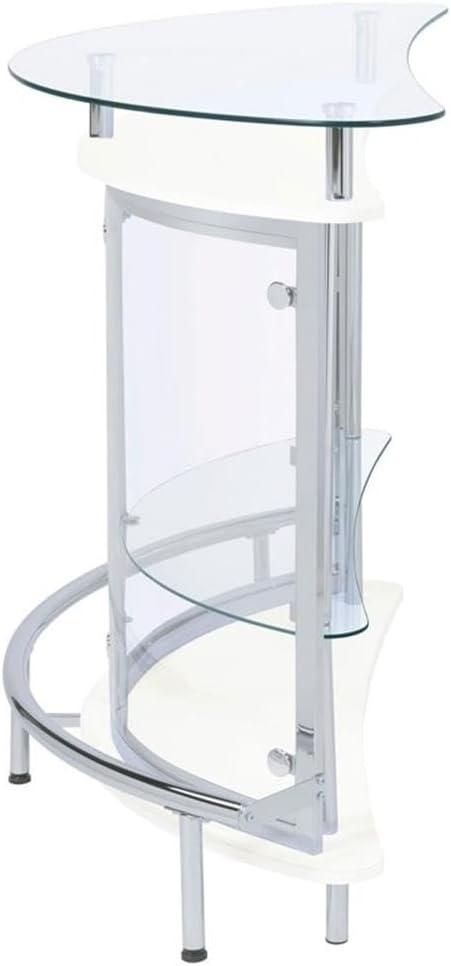 Coaster Amarillo Modern 2 Tier Home Bar Cabinet White/Chrome