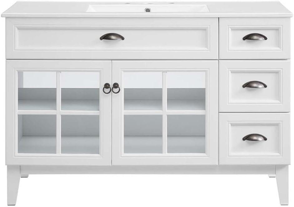 Modway Isle 48" Modern Wood Single Sink Bathroom Vanity Cabinet in White