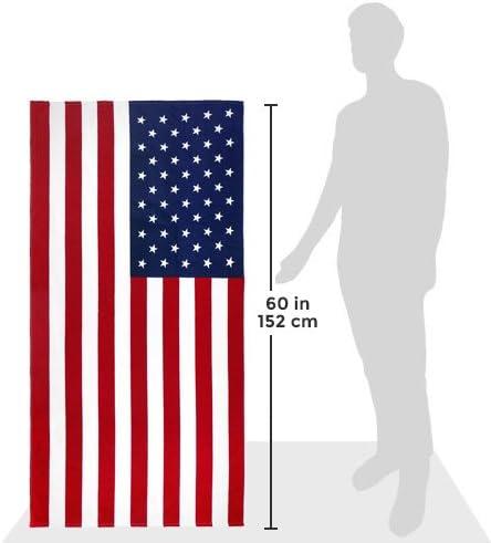 Kaufman - Printed Beach and Pool Towel Set, 100% Cotton, 30 inch x 60 inch (American Flag/100 Dollar Bill)